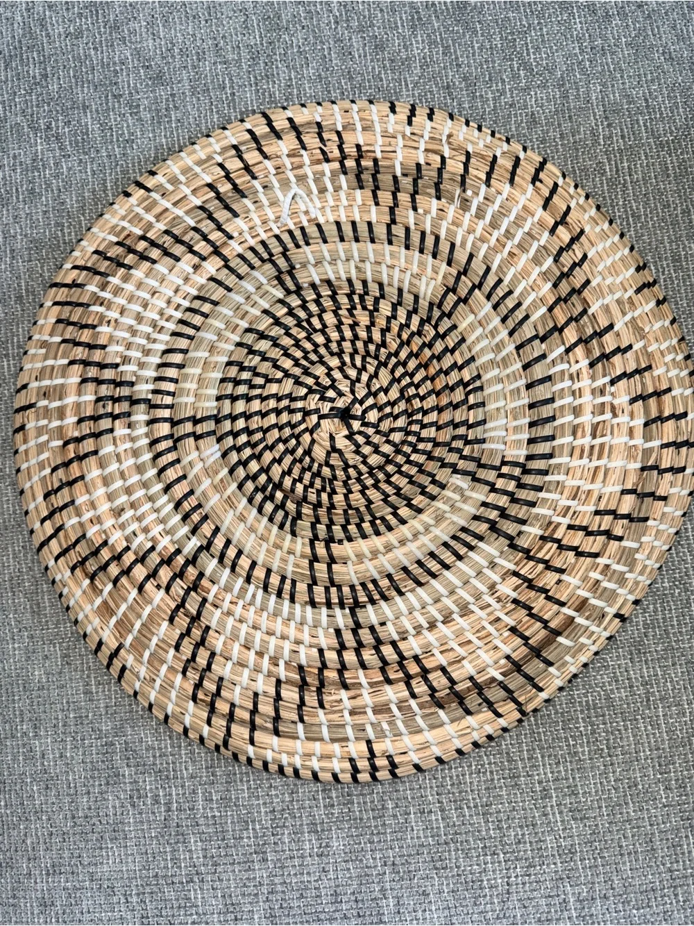 Woven Round Wall Basket - Natural, Black & White